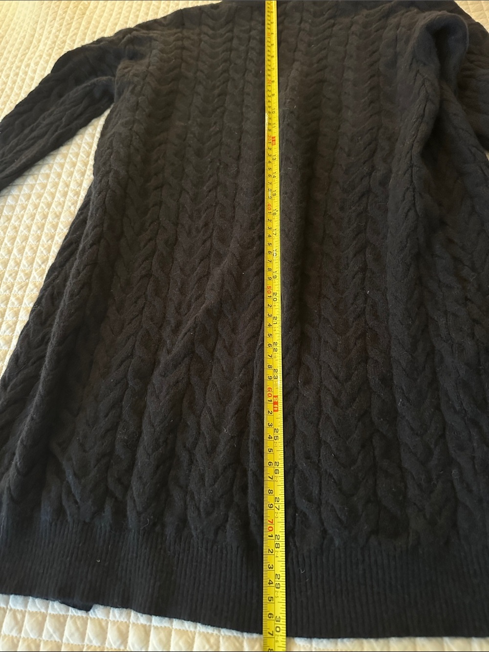 Garnet Hill cashmere Women's Cable Knit Open Cardigan - black barely worn - Picture 5 of 5